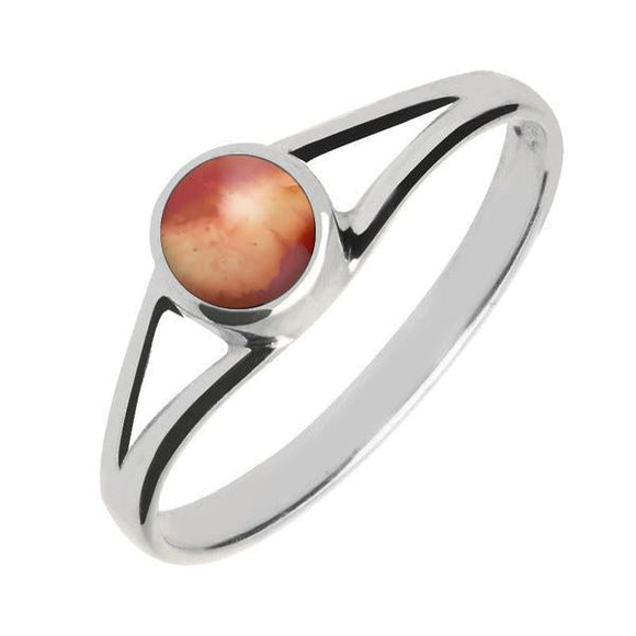 Sterling Silver Jasper Round Split Shank Ring R029