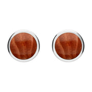 Sterling Silver Jasper Round Stud Earrings E099