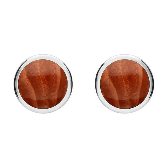 Sterling Silver Jasper Round Stud Earrings E099