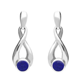 Sterling Silver Lapis Lazuli Eternity Loop Drop Earrings. E074. 
