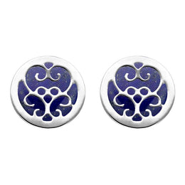 Sterling Silver Lapis Lazuli Flore Filigree Stud Earrings E1782