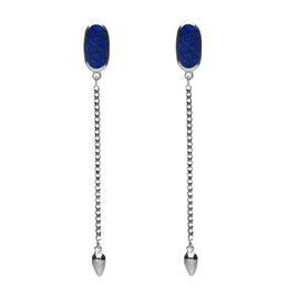Sterling Silver Lapis Lazuli Lineaire Long Drop Stud Earrings E2240