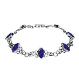 Sterling Silver Lapis Lazuli Marquise Shaped Celtic Bracelet. B594.