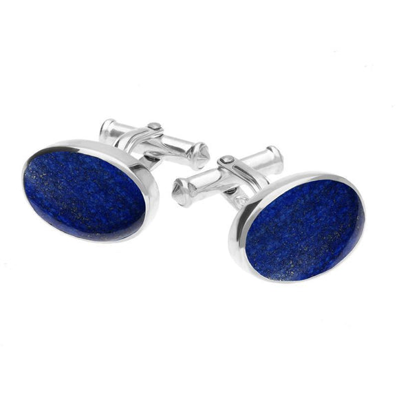 Sterling Silver Lapis Lazuli Oval Cushion Cufflinks CL127
