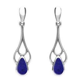 Sterling Silver Lapis Lazuli Pear Spoon Earrings. E139. 