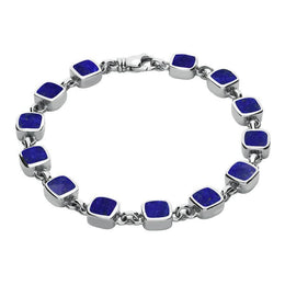 Sterling Silver Lapis Lazuli Square Cushion Bracelet . B538.