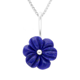 Sterling Silver Lapis Lazuli Tuberose Dahlia Necklace, P2856.