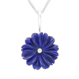 Sterling Silver Lapis Lazuli Tuberose Daisy Necklace, P2855.