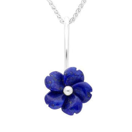 Sterling Silver Lapis Lazuli Tuberose Gypsophila Necklace, P2857.