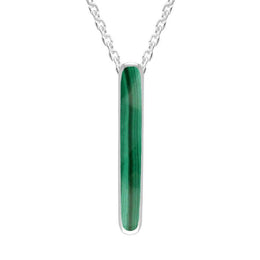 Sterling Silver Malachite Lineaire Drop Oval Necklace P2989