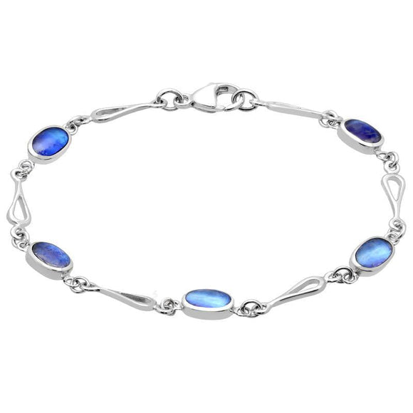 Sterling Silver Moonstone Oval Spoon Bracelet, B231.