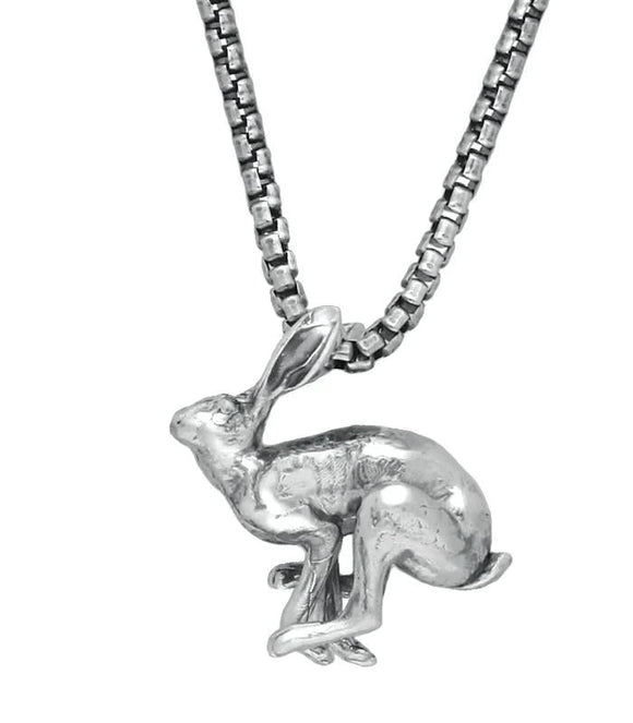 Sterling Silver Necklace Running Hares Small Sterling Silver. P2519.