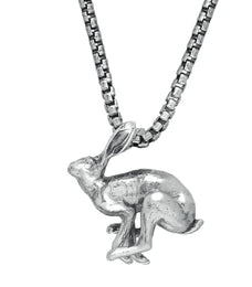 Sterling Silver Necklace Running Hares Small Sterling Silver. P2519.