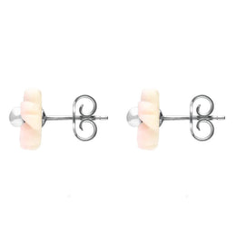 Sterling Silver Pink Conch Tuberose Gypsophila Stud Earrings E2157