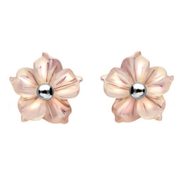 Sterling Silver Pink Mother Of Pearl Carnation Tuberose Stud Earrings, E2162