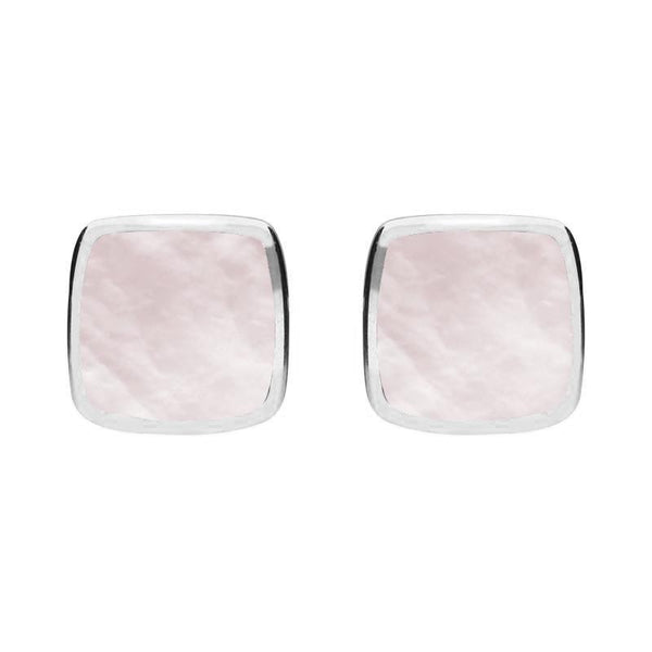 Sterling Silver Pink Mother of Pearl Cushion Stud Earrings. E279.