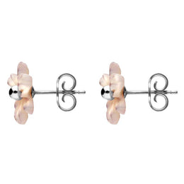 Sterling Silver Pink Mother of Pearl Dahlia Tuberose Stud Earrings, E2155