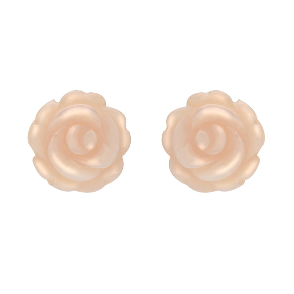 Sterling Silver Pink Mother of Pearl Large Rose Tuberose Stud Earrings, E2150