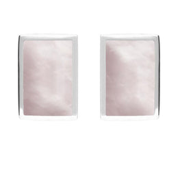 Sterling Silver Pink Mother of Pearl Oblong Stud Earrings. E014.