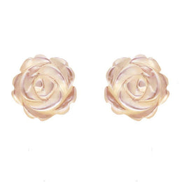 Sterling Silver Pink Mother of Pearl Small Rose Tuberose Stud Earrings, E2161
