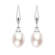 Sterling Silver Pink Pearl Drop Earrings, E1353.