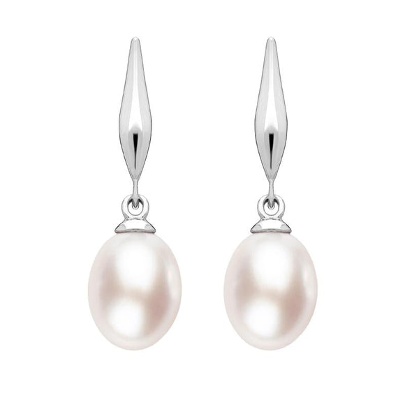 Sterling Silver Pink Pearl Drop Earrings, E1353.