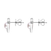 Sterling Silver Pink Pearl Open Heart Stud Earrings, E2072.