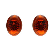 Sterling Silver Red Amber Oval Pebble Stud Earrings. E2345.