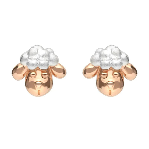 Sterling Silver Rose Gold Ashbourne Show Sheep Head Earrings E2231