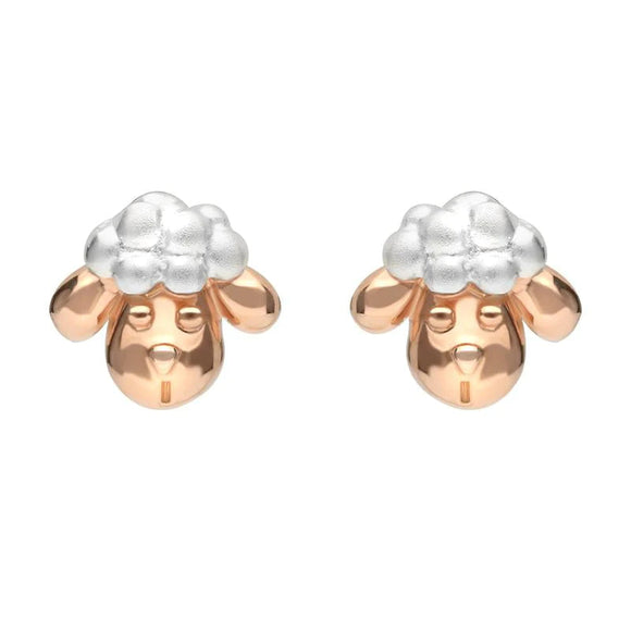 Sterling Silver Rose Gold Ashbourne Show Sheep Head Earrings E2231