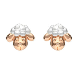 Sterling Silver Rose Gold Ashbourne Show Sheep Head Earrings E2231