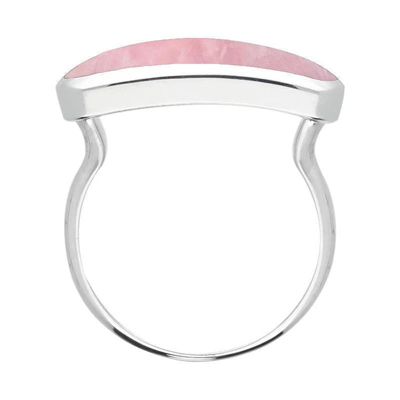 Sterling Silver Rose Quartz Lineaire Petite Oval Ring R1006
