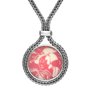 Sterling Silver Royal Crown Derby Pink Mikado Round Foxtail Necklace NUNQ0001148