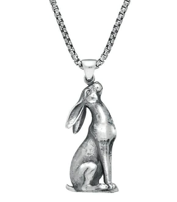 Sterling Silver Sitting Hare Necklace. P2576C.