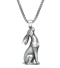 Sterling Silver Sitting Hare Necklace. P2576C.