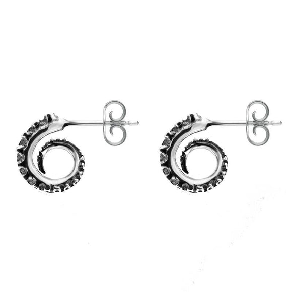 Sterling Silver Tentacle Curl Stud Earrings E2461