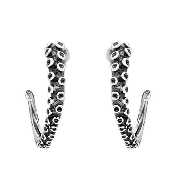 Sterling Silver Tentacle Hoop Earrings E2460