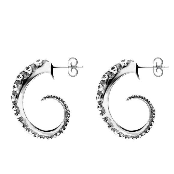 Sterling Silver Tentacle Hoop Earrings E2460