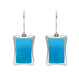 Sterling Silver Turquoise Abstract Oblong Hook Drop Earrings. E1286.