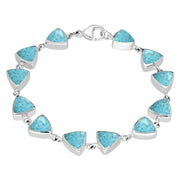 Sterling Silver Turquoise Curved Triangle Bracelet. B244.