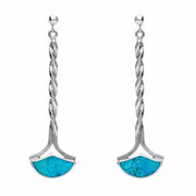 Sterling Silver Turquoise Drop Twist Fan Stud Earrings E122