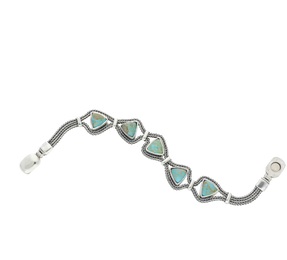 Sterling Silver Turquoise Five Stone Triangular Marquise Foxtail Bracelet B964