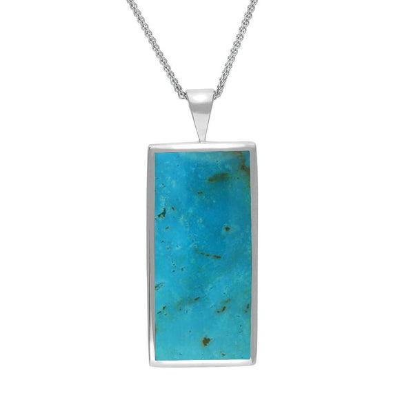 Sterling Silver Turquoise Large Oblong Necklace P078