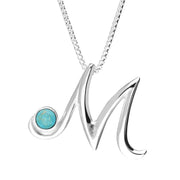 Sterling Silver Turquoise Love Letters Initial M Necklace P3460C