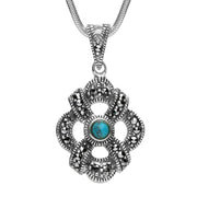 Sterling Silver Turquoise Marcasite Celtic Crossover Necklace, P2129.