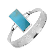 Sterling Silver Turquoise Oblong Stone Heavy Bangle, B031