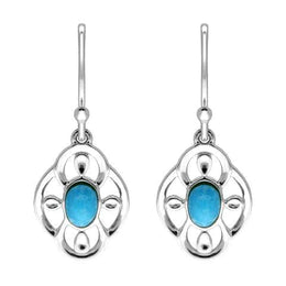 Sterling Silver Turquoise Open Flower Drop Earrings