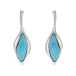 Sterling Silver Turquoise Open Marquise Two Piece Set S231