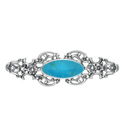 Sterling Silver Turquoise Oval Fancy Brooch, M076 