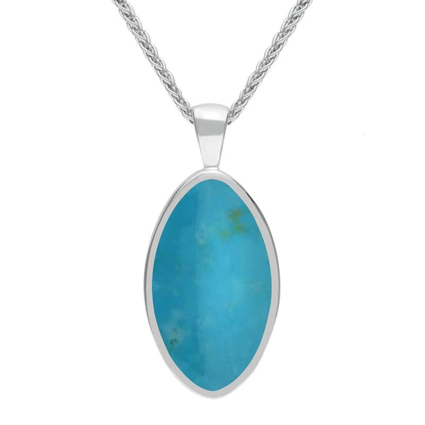 Sterling Silver Turquoise Oval Necklace P080